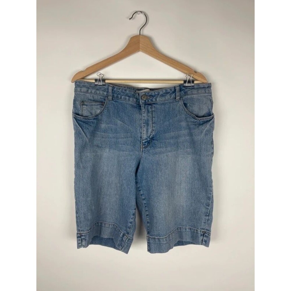 Fashion Bug Stretch Denim Bermuda Shorts Light Wash Women's Plus Size